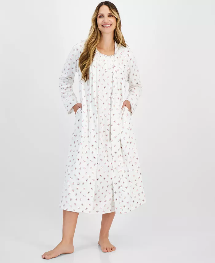 Charter Club Women's Cotton Floral Long Robe Created For Macy's Women's Fashion Shoes & Accessories