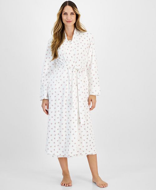 Charter Club Women's Cotton Floral Long Robe Created for Macy's Women's Fashion Shoes & Accessories