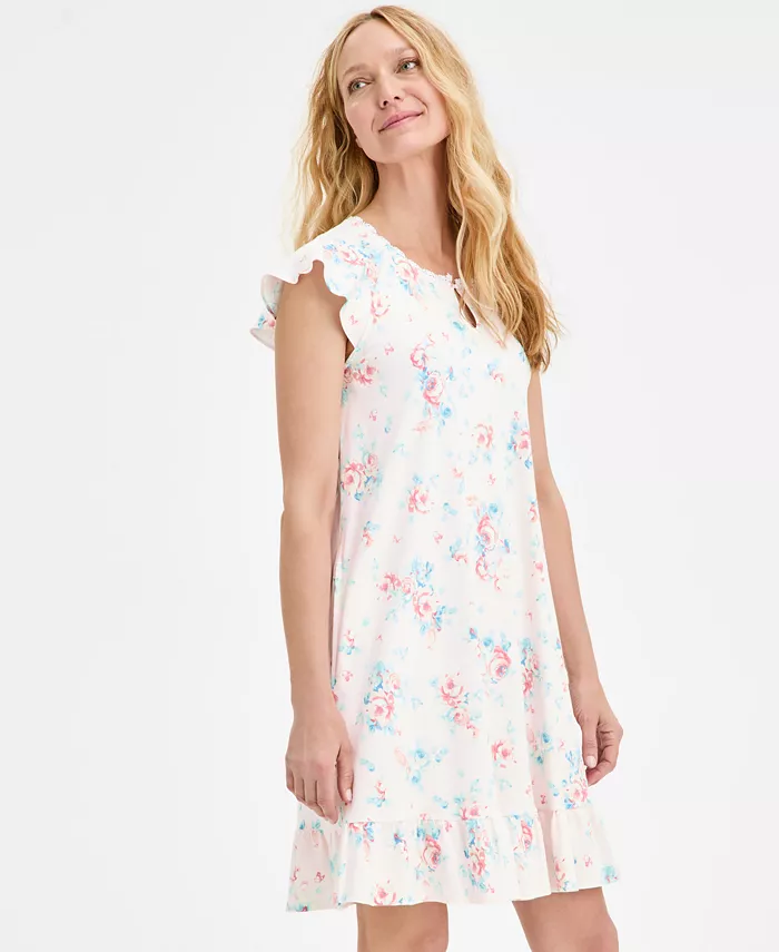 Charter Club Women's Cotton Flutter-Sleeve Chemise Exclusively At Macy's Women's Fashion Shoes & Accessories