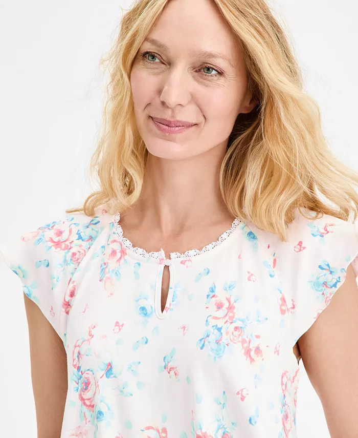 Charter Club Women's Cotton Flutter-Sleeve Chemise Exclusively At Macy's Women's Fashion Shoes & Accessories