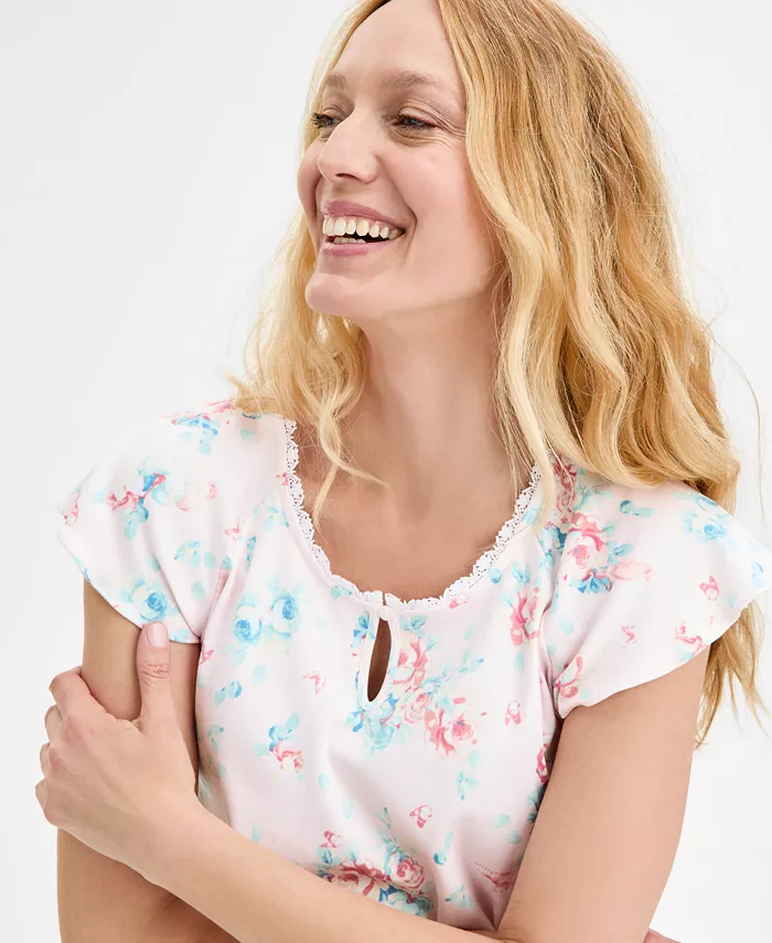 Charter Club Women's Cotton Flutter-Sleeve Pajama Set Exclusively At Macy's Women's Fashion Shoes & Accessories