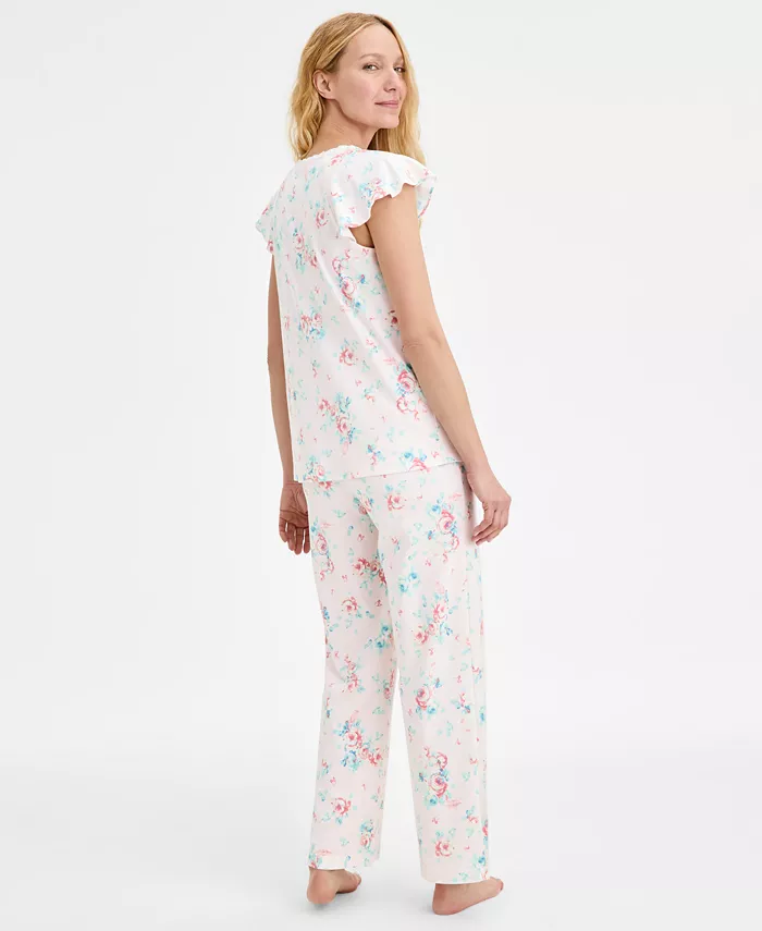 Charter Club Women's Cotton Flutter-Sleeve Pajama Set Exclusively At Macy's Women's Fashion Shoes & Accessories