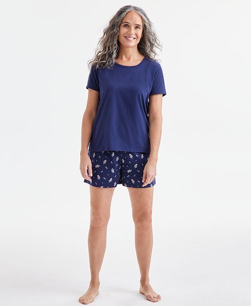 Charter Club Women's Floral Short-Sleeve Pajama Set Exclusively at Macy's Women's Fashion Shoes & Accessories