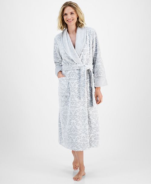 Charter Club Women's Long Embossed Plush Robe Created for Macy's Women's Fashion Shoes & Accessories