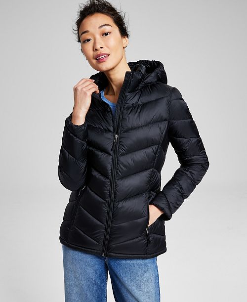 Charter Club Women's Packable Hooded Puffer Coat Created for Macy's Women's Fashion Shoes & Accessories