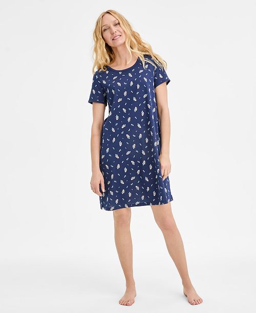 Charter Club Women's Printed Short-Sleeve Sleepshirt Exclusively at Macy's Women's Fashion Shoes & Accessories