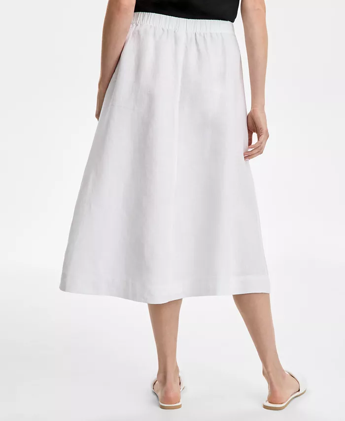 Charter Club Women's Pull-On 100% Linen Midi Skirt Exclusively At Macy's Women's Fashion Shoes & Accessories