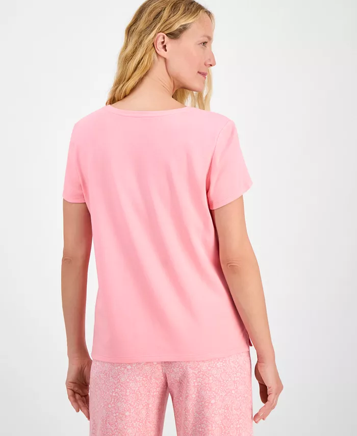 Charter Club Women's Solid V-Neck Short-Sleeve Sleepwear Top Created For Macy's Women's Fashion Shoes & Accessories