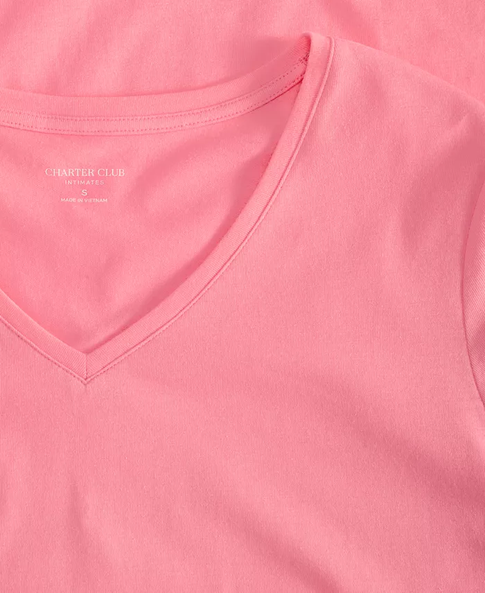 Charter Club Women's Solid V-Neck Short-Sleeve Sleepwear Top Created For Macy's Women's Fashion Shoes & Accessories