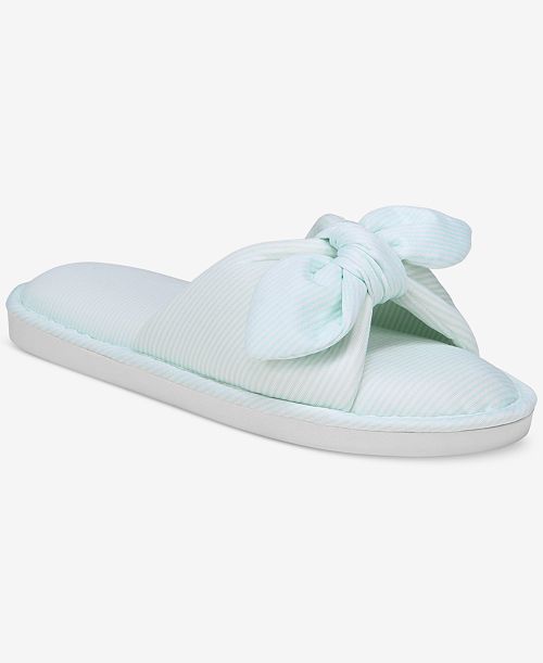 Charter Club Women's Striped Bow Slide Slippers Exclusively At Macy's Women's Fashion Shoes & Accessories