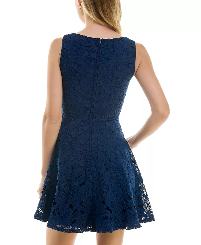 City Studios Juniors' Lace Square-Neck Skater Dress Juniors'