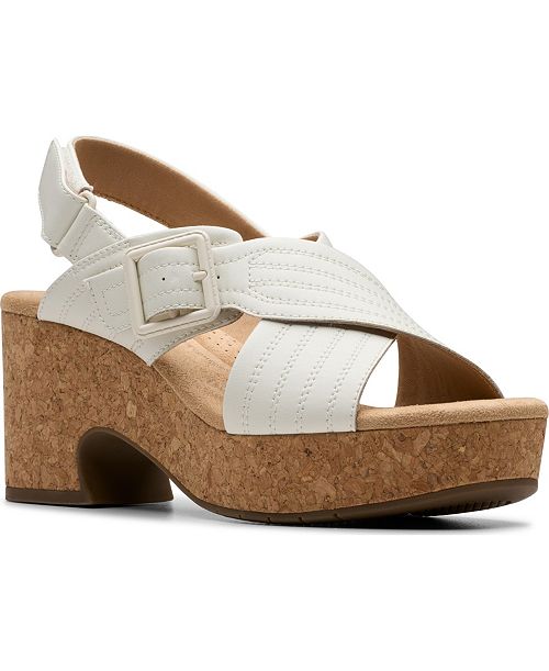 Clarks Collection Nerisa West Buckle Wedge Sandals Women's Fashion Shoes & Accessories