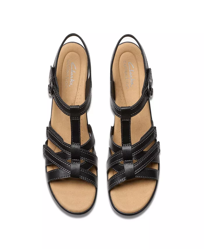 Clarks Emily2 Rose Leather Block Heel Sandals Women's Fashion Shoes & Accessories