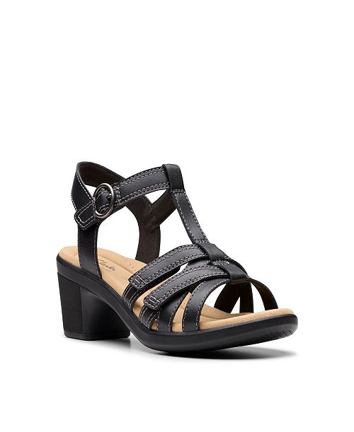 Clarks Emily2 Rose Leather Block Heel Sandals Women's Fashion Shoes & Accessories