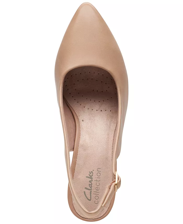 Clarks Kataleyna Pointed Toe Leather Slingback Pumps Women's Fashion Shoes & Accessories