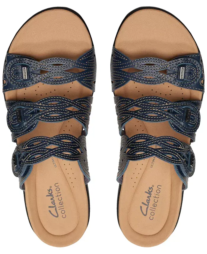 Clarks Laurieann Ruby Scalloped Twist Strap Slide Sandals Women's Fashion Shoes & Accessories