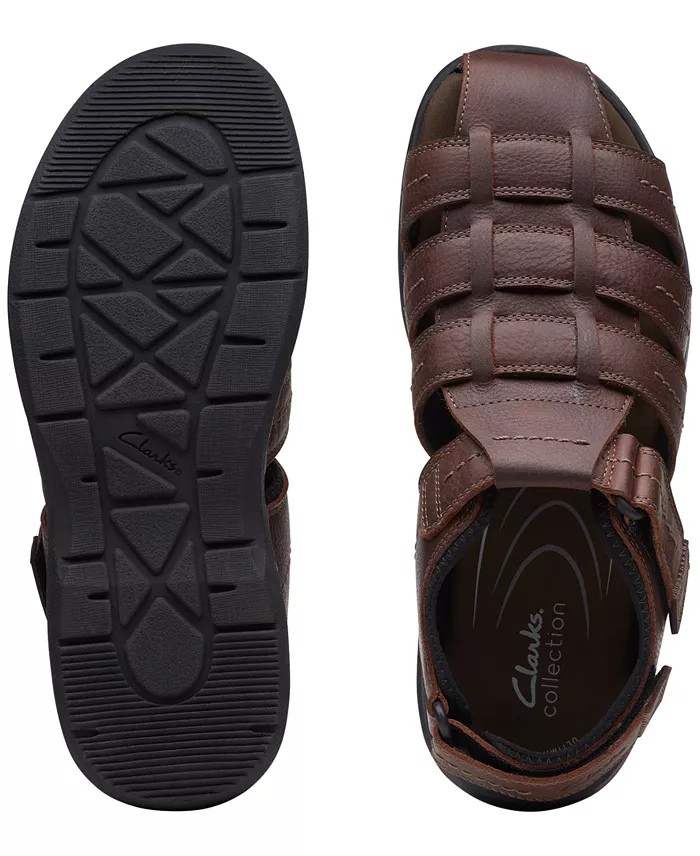 Clarks Men's Walkford Fish Tumbled Leather Sandals Men's Shoes