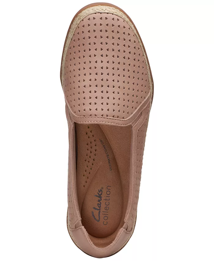 Clarks Slip-On Espadrille Leather Flats Women's Fashion Shoes & Accessories