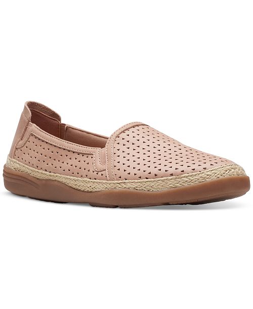 Clarks Slip-On Espadrille Leather Flats Women's Fashion Shoes & Accessories