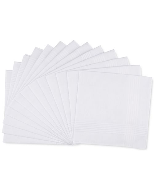 Club Room Men’s 13-Pc. White Border-Stripe Handkerchief Set Created for Macy's Men's Fashion & Accessories