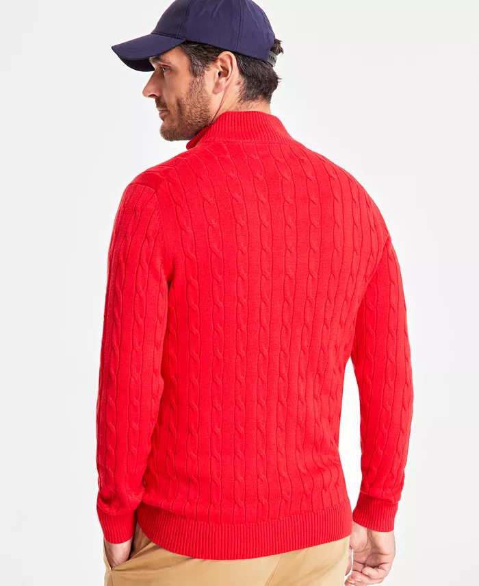Club Room Men's Cable Knit Quarter-Zip Cotton Sweater Created For Macy's Men's Fashion & Accessories