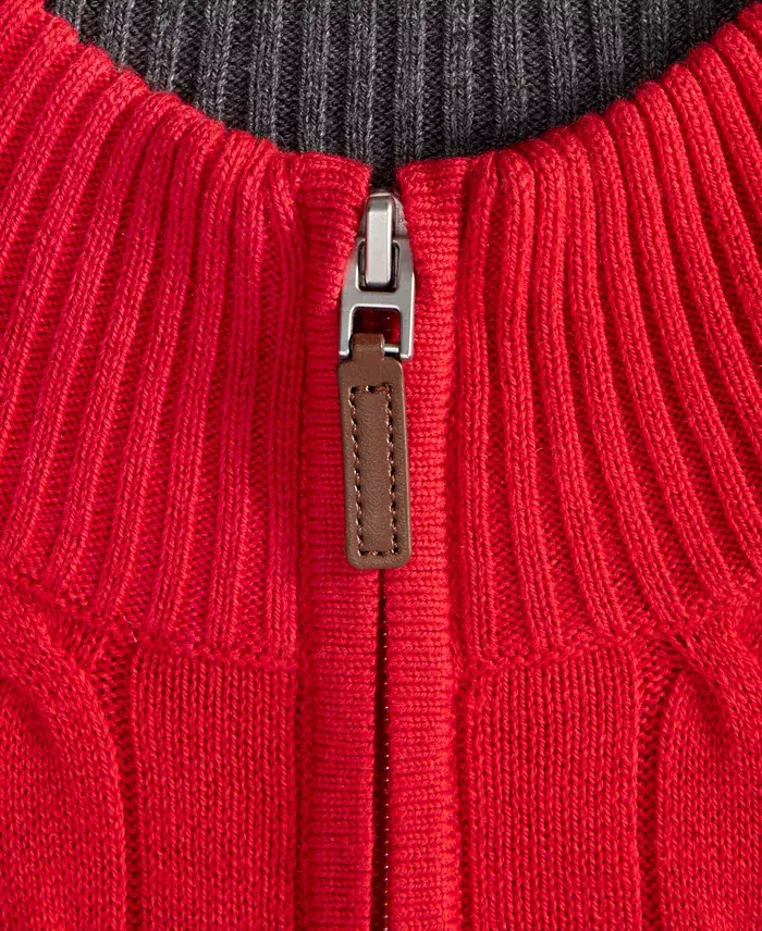 Club Room Men's Cable Knit Quarter-Zip Cotton Sweater Created For Macy's Men's Fashion & Accessories