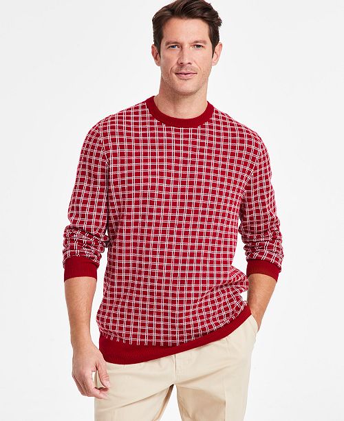 Club Room Men's Clean Check Merino Sweater Created for Macy's Men's Fashion & Accessories