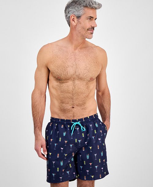 Club Room Men's Cocktail-Print Swim Trunks Exclusively at Macy's Men's Fashion & Accessories