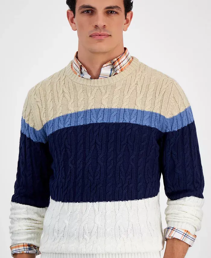 Club Room Men's Colorblocked Cable Sweater Created For Macy's Men's Fashion & Accessories