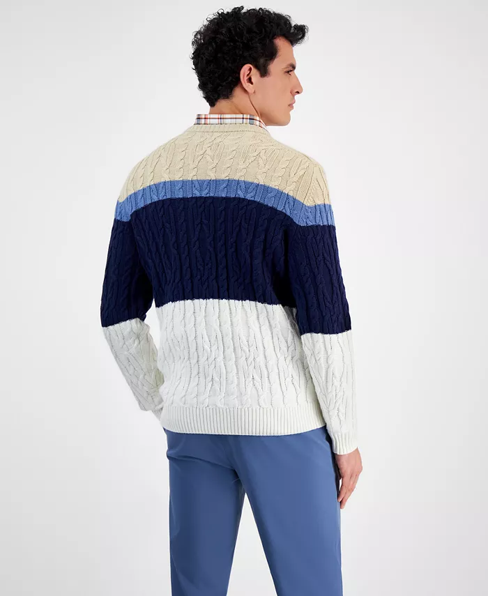 Club Room Men's Colorblocked Cable Sweater Created For Macy's Men's Fashion & Accessories