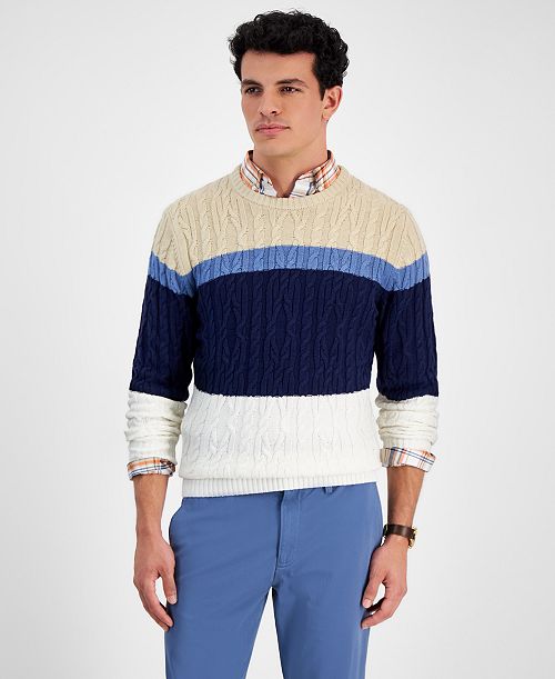 Club Room Men's Colorblocked Cable Sweater Created for Macy's Men's Fashion & Accessories