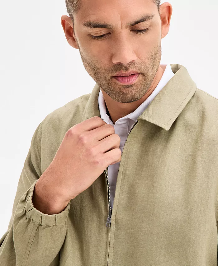 Club Room Men's Linen Zip-Front Bomber Jacket Exclusively At Macy's Men's Fashion & Accessories