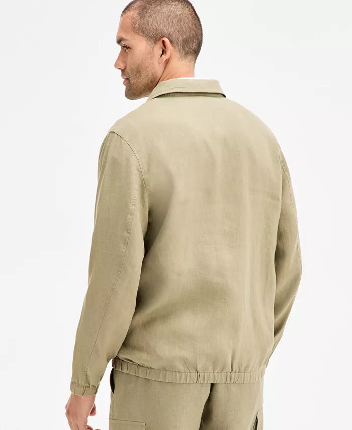 Club Room Men's Linen Zip-Front Bomber Jacket Exclusively At Macy's Men's Fashion & Accessories