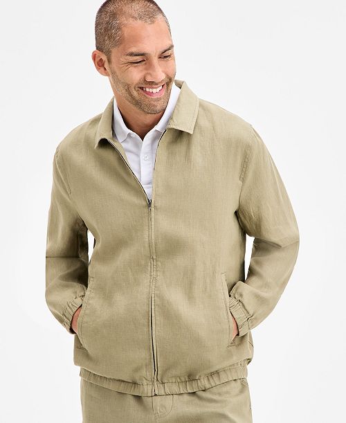 Club Room Men's Linen Zip-Front Bomber Jacket Exclusively at Macy's Men's Fashion & Accessories