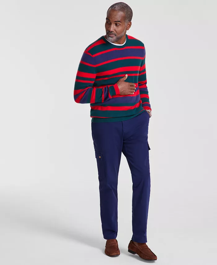 Club Room Men's Printed Stripe Cashmere Crewneck Sweater Created For Macy's Men's Fashion & Accessories