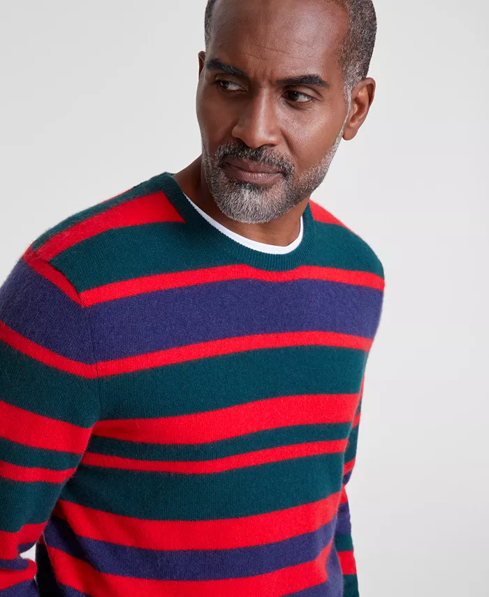 Club Room Men's Printed Stripe Cashmere Crewneck Sweater Created For Macy's Men's Fashion & Accessories