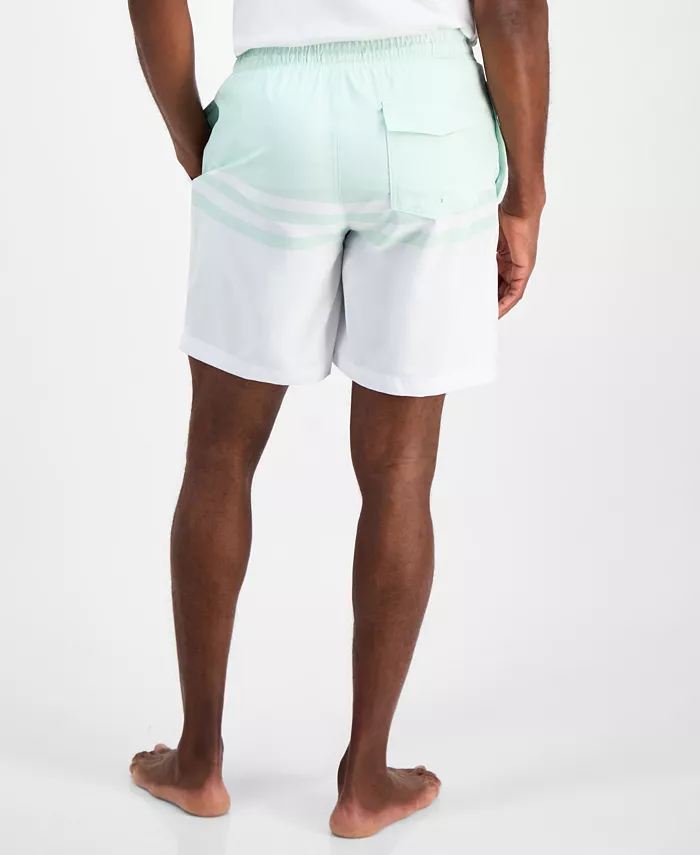 Club Room Men's Quick-Dry Performance Colorblocked Stripe 7" Swim Trunks Created For Macy's Men's Fashion & Accessories