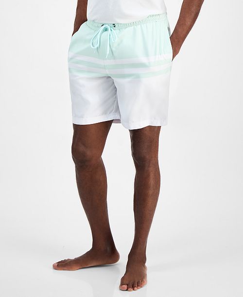 Club Room Men's Quick-Dry Performance Colorblocked Stripe 7" Swim Trunks Created for Macy's Men's Fashion & Accessories