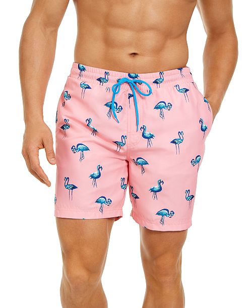 Club Room Men's Quick-Dry Performance Flamingo-Print 7" Swim Trunks Created for Macy's Men's Fashion & Accessories
