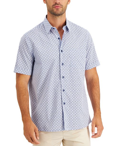 Club Room Men's Regular-Fit Medallion-Print Shirt Created for Macy's Men's Fashion & Accessories