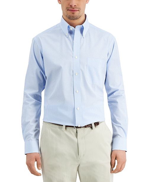 Club Room Men's Regular Fit Mini Gingham Dress Shirt Created for Macy's Men's Fashion & Accessories