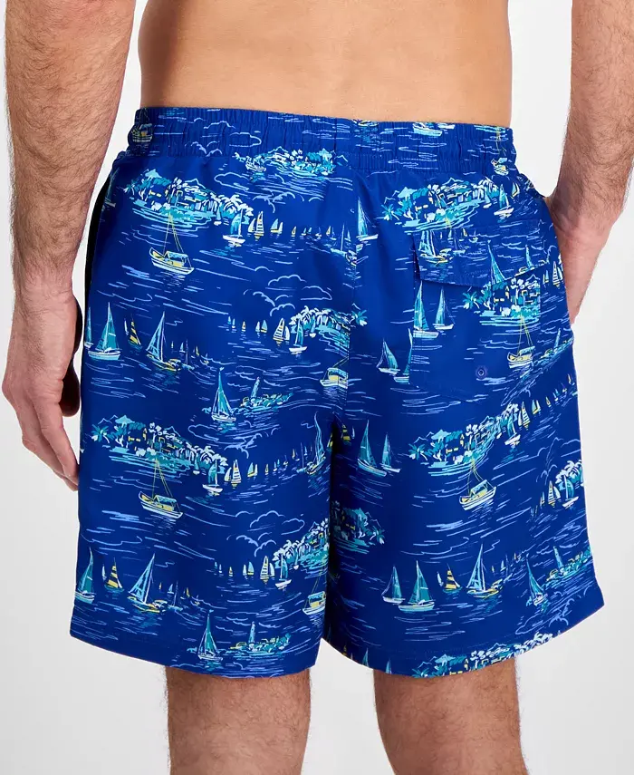 Club Room Men's Sailboat Graphic Swim Trunks Exclusively At Macy's Men's Fashion & Accessories