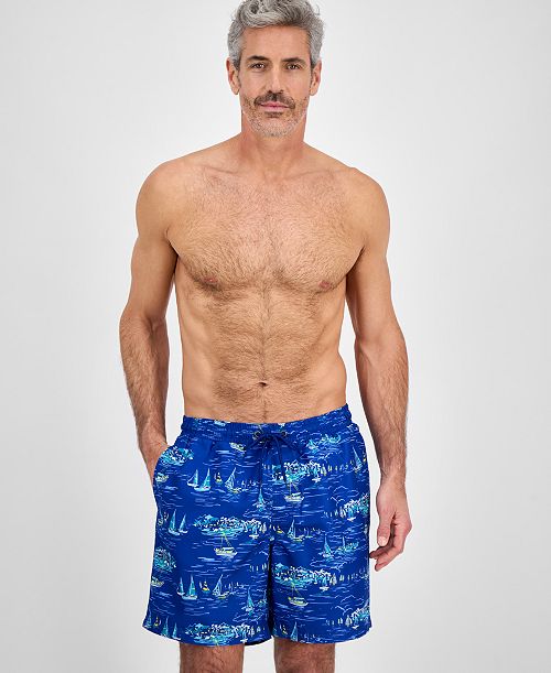 Club Room Men's Sailboat Graphic Swim Trunks Exclusively at Macy's Men's Fashion & Accessories