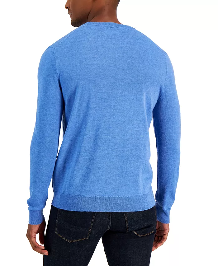 Club Room Men's Solid Crew Neck Merino Wool Blend Sweater Created For Macy's Men's Fashion & Accessories