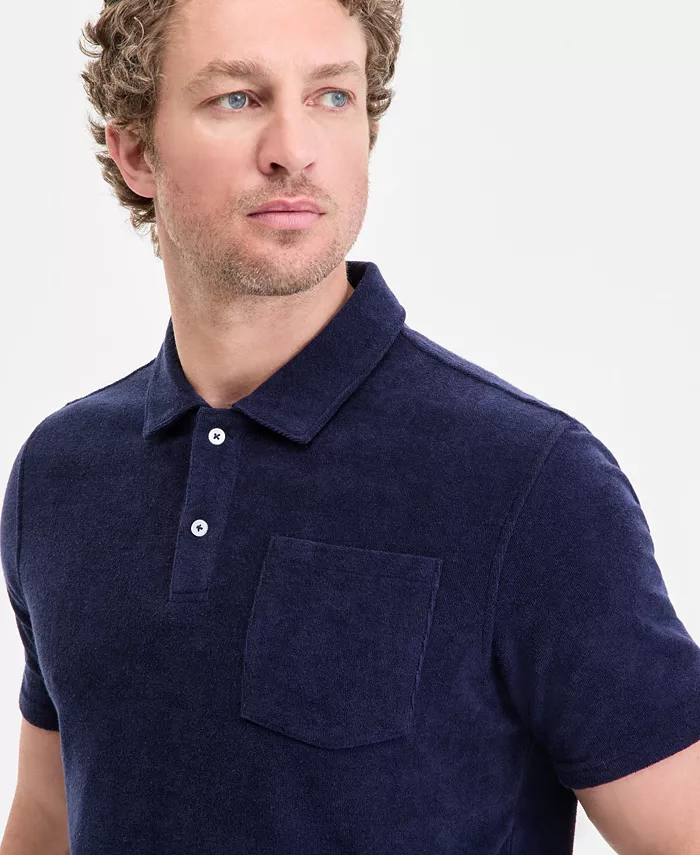 Club Room Men's Solid Terry Cloth Short-Sleeve Polo Shirt Exclusively At Macy's Men's Fashion & Accessories