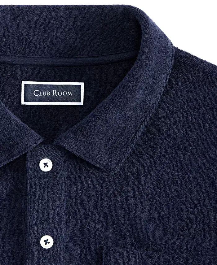 Club Room Men's Solid Terry Cloth Short-Sleeve Polo Shirt Exclusively At Macy's Men's Fashion & Accessories