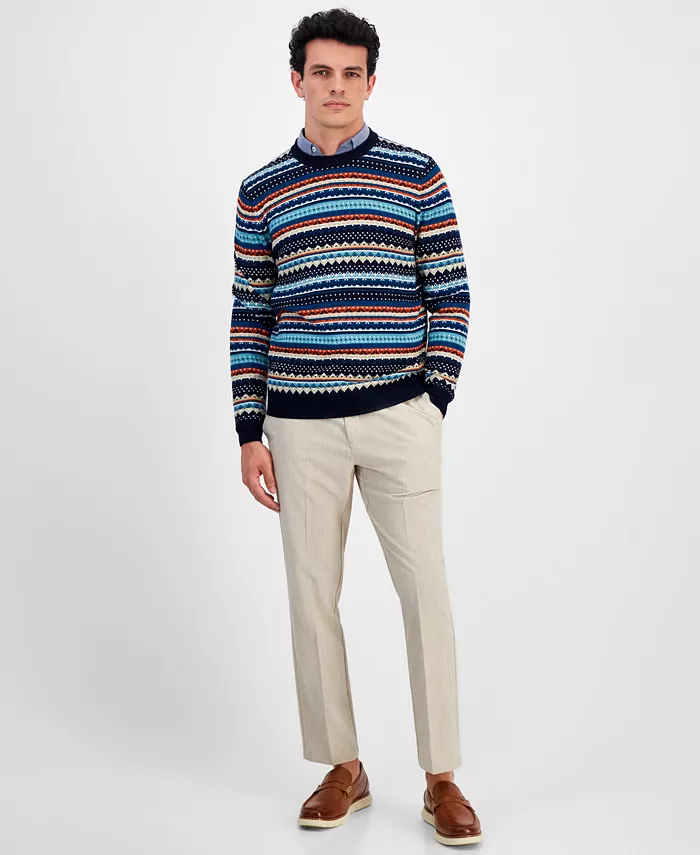 Club Room Men's Stripe Merino Crewneck Sweater Created For Macy's Men's Fashion & Accessories
