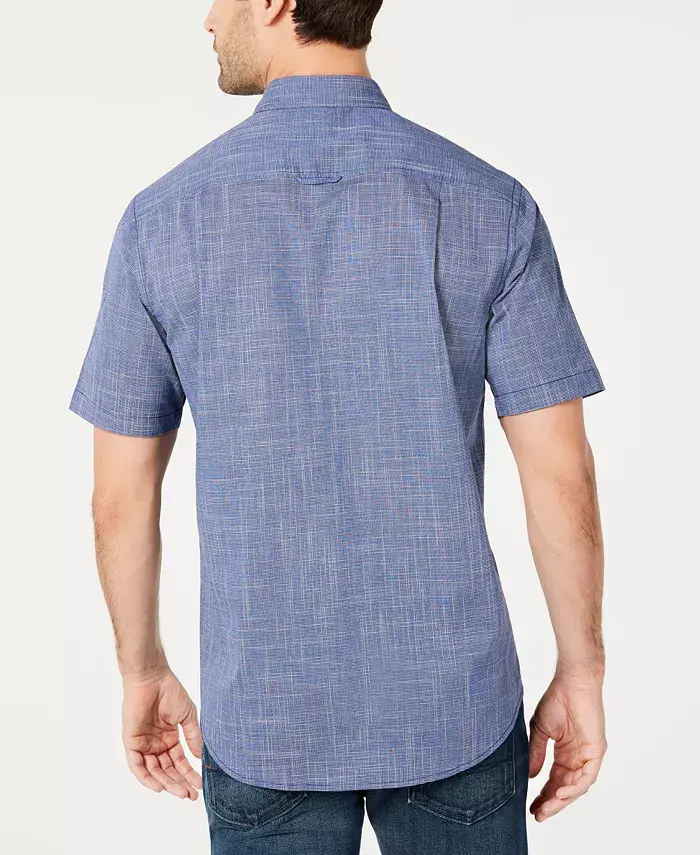 Club Room Men's Texture Check Stretch Cotton Shirt Created For Macy's Men's Fashion & Accessories
