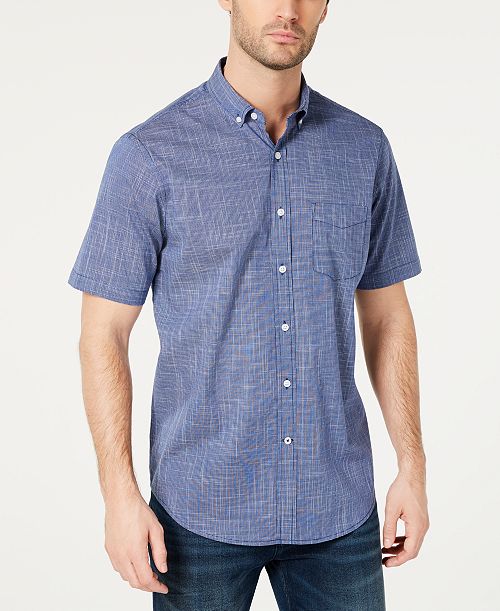 Club Room Men's Texture Check Stretch Cotton Shirt Created for Macy's Men's Fashion & Accessories