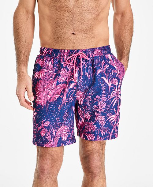 Club Room Men's Tropical Toile Drawstring 7" Swim Trunks Exclusively at Macy's Men's Fashion & Accessories